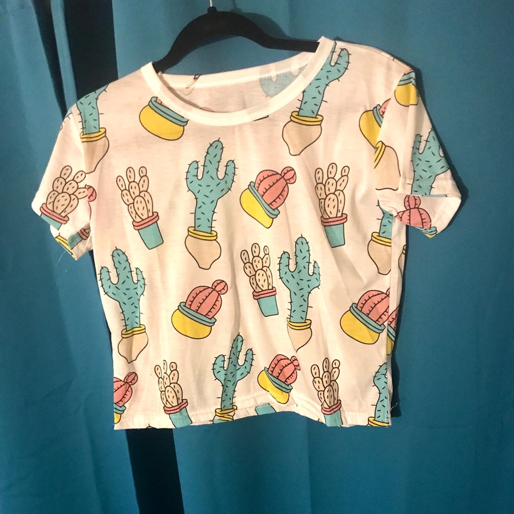 NWOT Cactus Print Crop Top