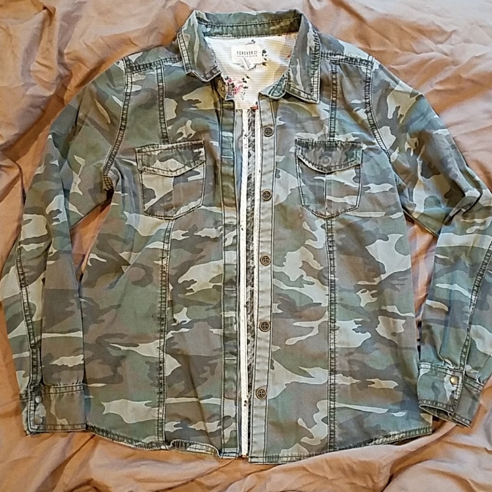 Camouflage button down military style
