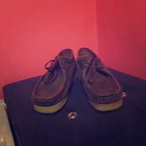 Brown leather Clarks Wallabees