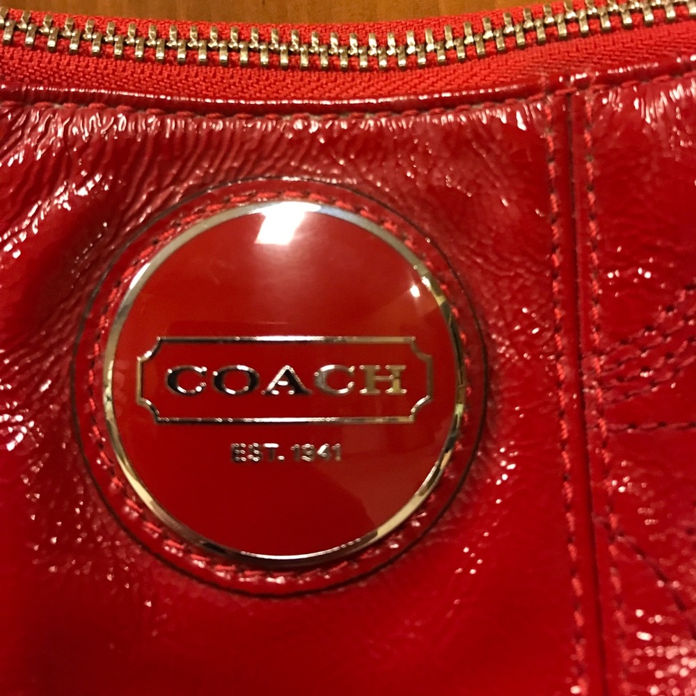 Small red leather coach purse