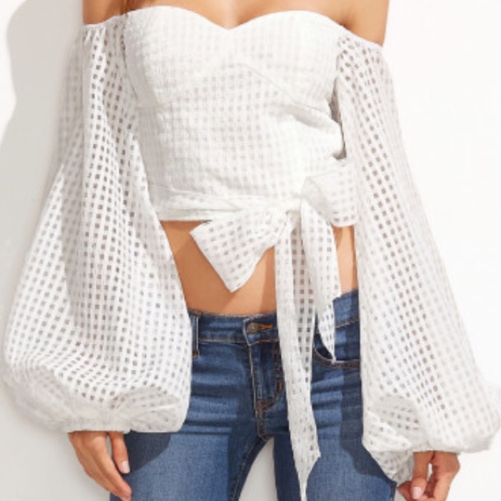 Bell Sleeve Off The Shoulder Cropped Top