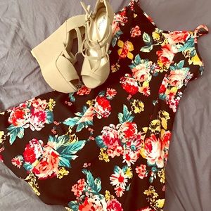 Black floral mini dress