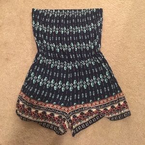 Aztec blue strapless romper