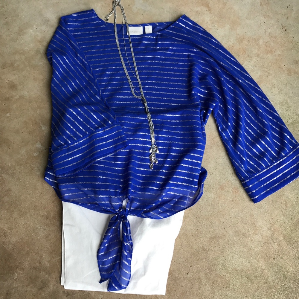 Chicos lightweight cobalt blue 3/4 sleeve blouse