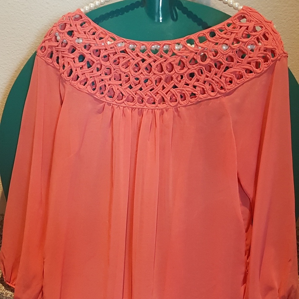 Coral sheer shirt