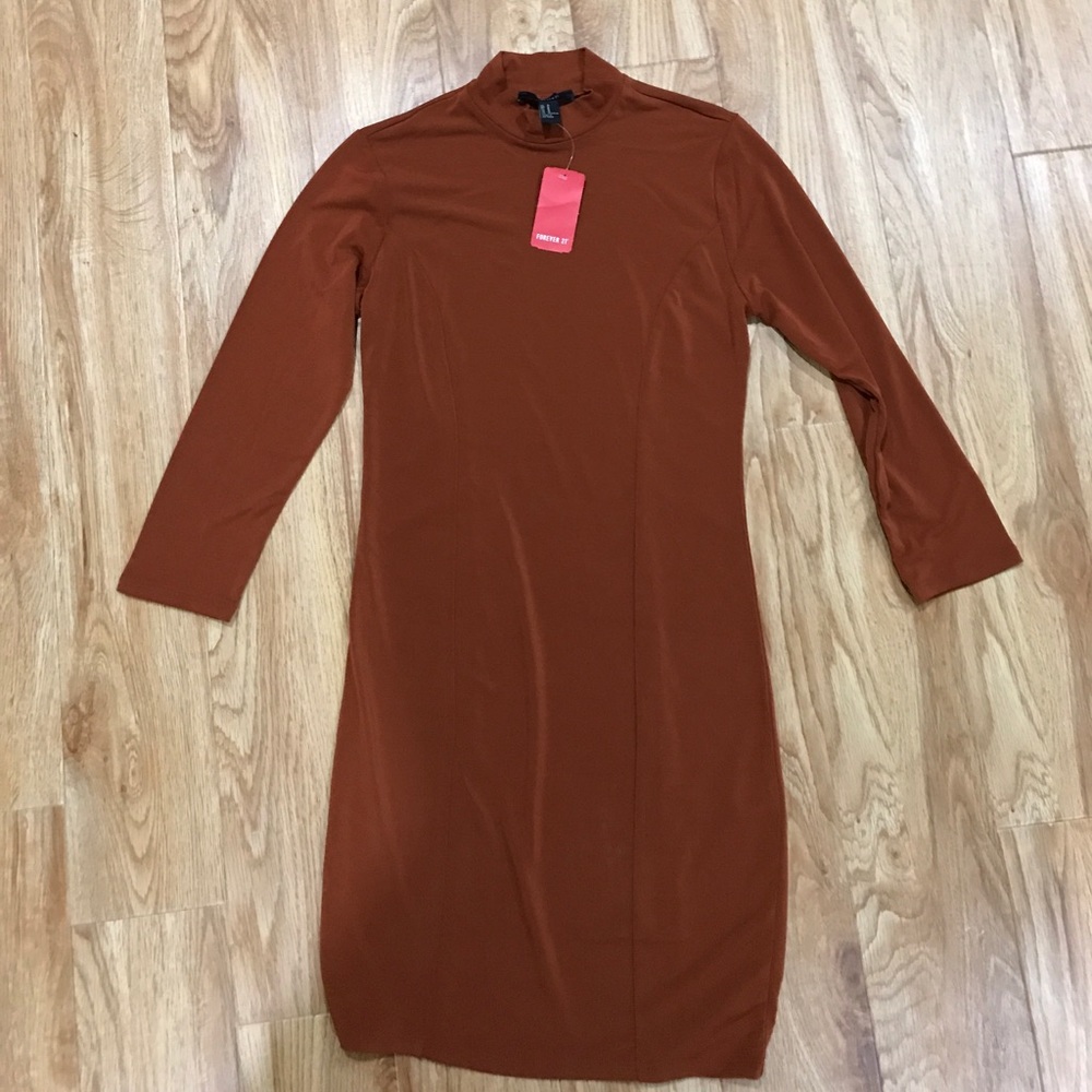Forever 21 Mini Dress 3/4 Sleeve Turtle Neck M