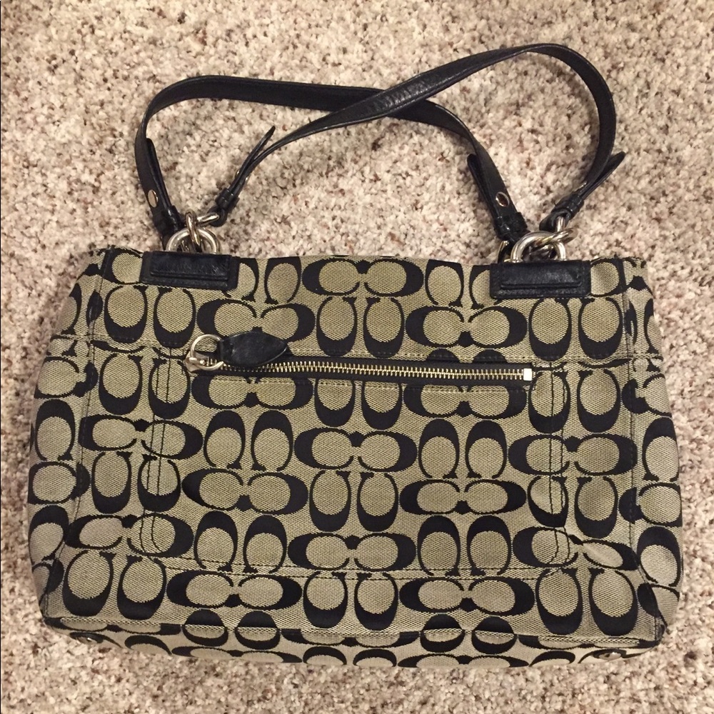 Black and cream coach purse