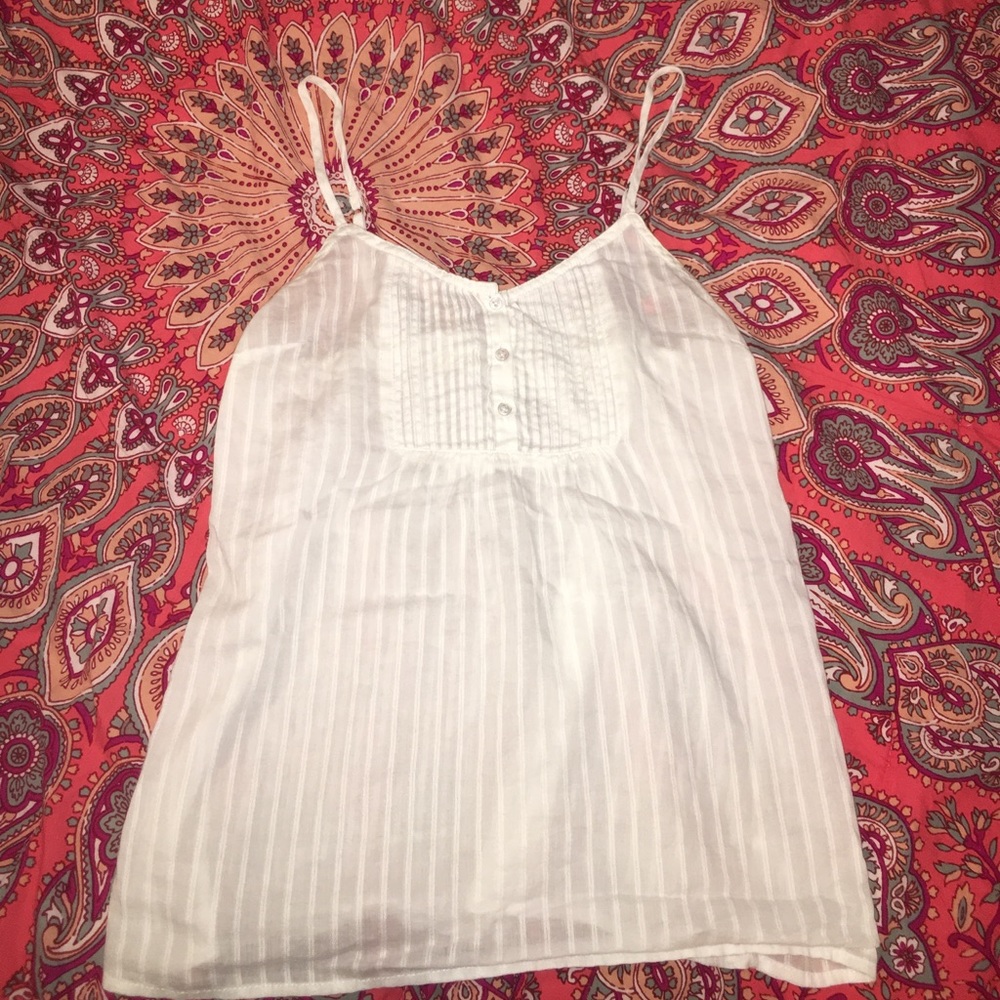Hollister white striped tank top XS