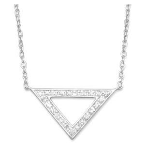 RHODIUM PLATED OPEN TRIANGLE NECKLACE DIAMONDS