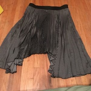 Black and white polka dot asymmetrical skirt