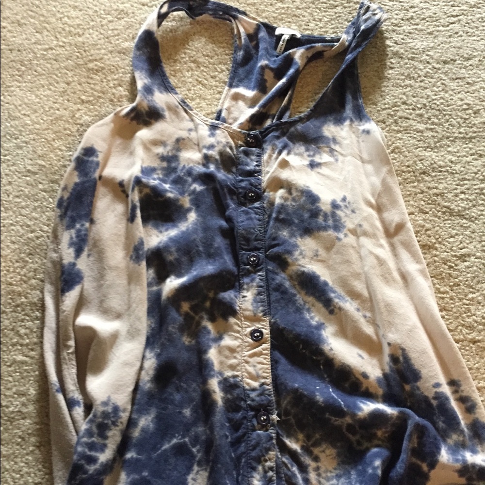 Tie dye racerback button down tank top