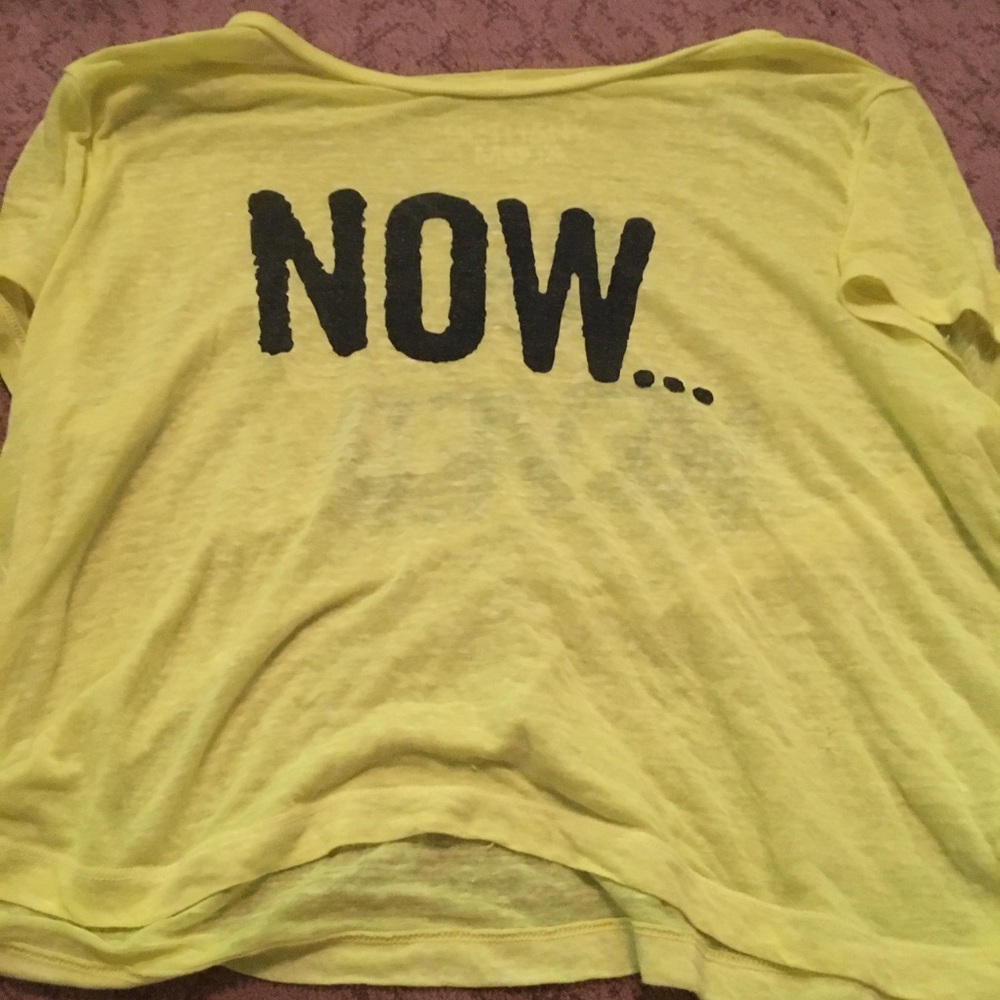 Cropped Sheer Neon "Now or Never" Shirt