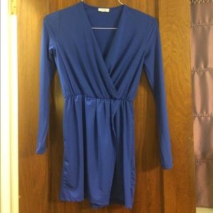 Blue faux wrap dress