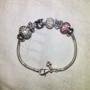 Sterling Silver Charm bracelet with 6 charms