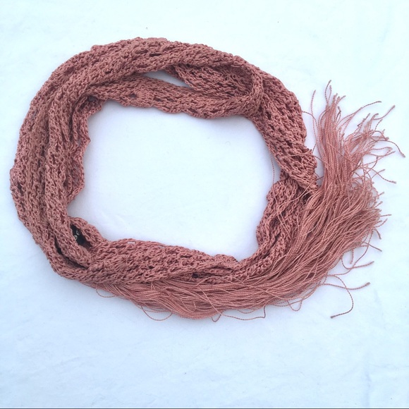 bebe Accessories - Bebe pink crochet thin scarf bebe Accessories - Bebe pink crochet thin scarf
