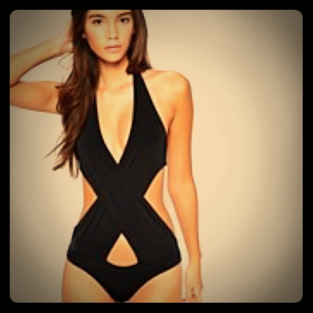 NWT-ASOS-Nastygal Swimsuit Halter Wrap Front