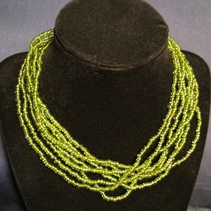 Green Beads Necklace! Multiple Strands Necklace!