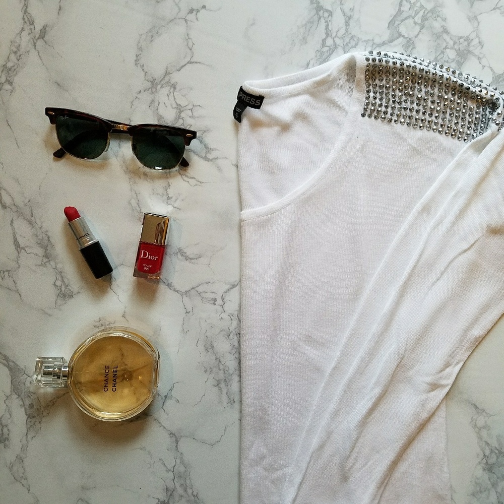 Express Studded Shoulder Sweater