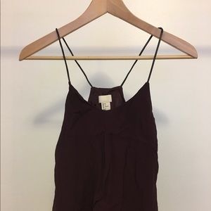 H&M burgundy chiffon cami top
