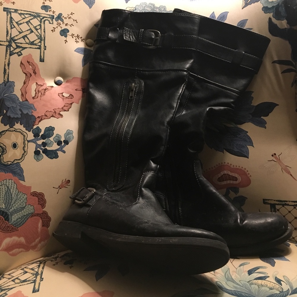 Madden Girl Knee High Black Leather Boots