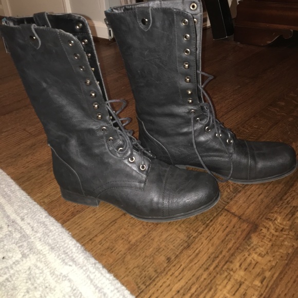 Madden Girl Shoes - Madden Girl Black Combat boots