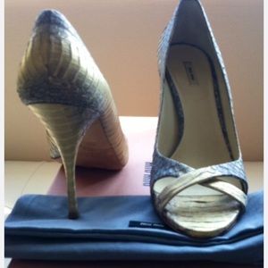 Miu Miu Python Open Toe Pumps