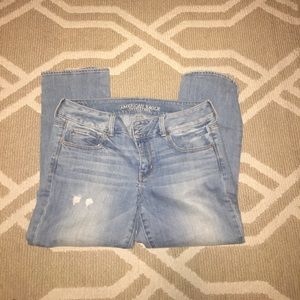 American Eagle cropped light distressed jeans
