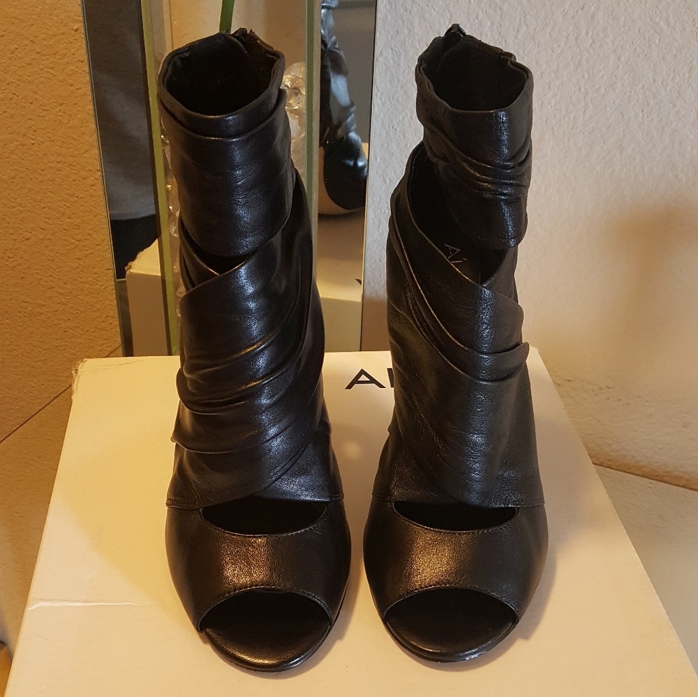 Black open toe heels