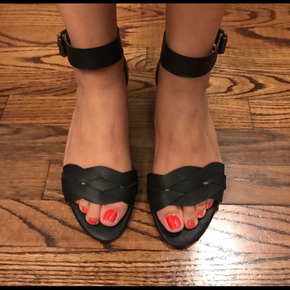 Nine West Black Wedge Sandals