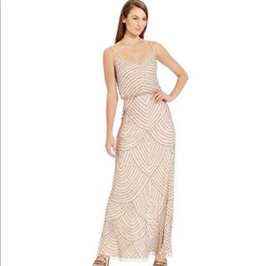 Adrianna Papell Long Deco Bead Blouson - BLUSH