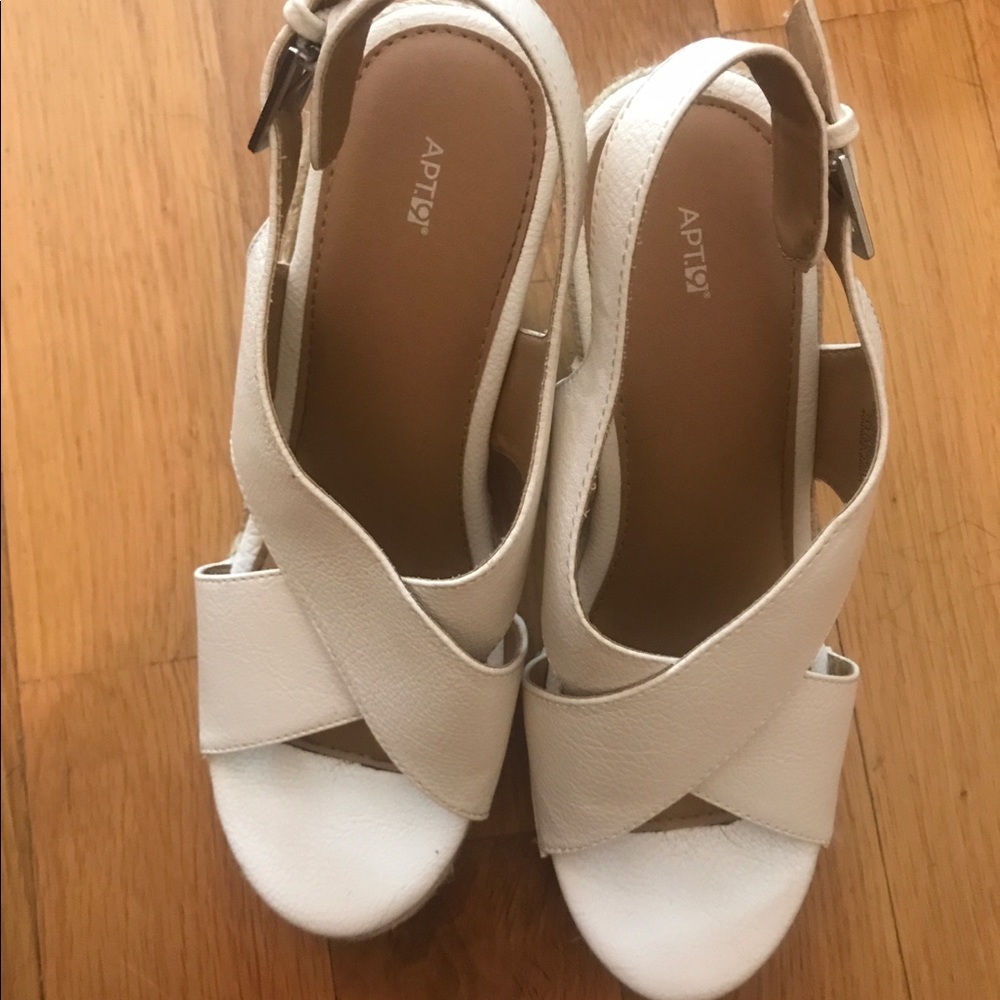 strappy white wedges