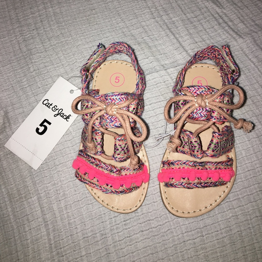 NWT Cat&Jack Pom sandals girls size 5c
