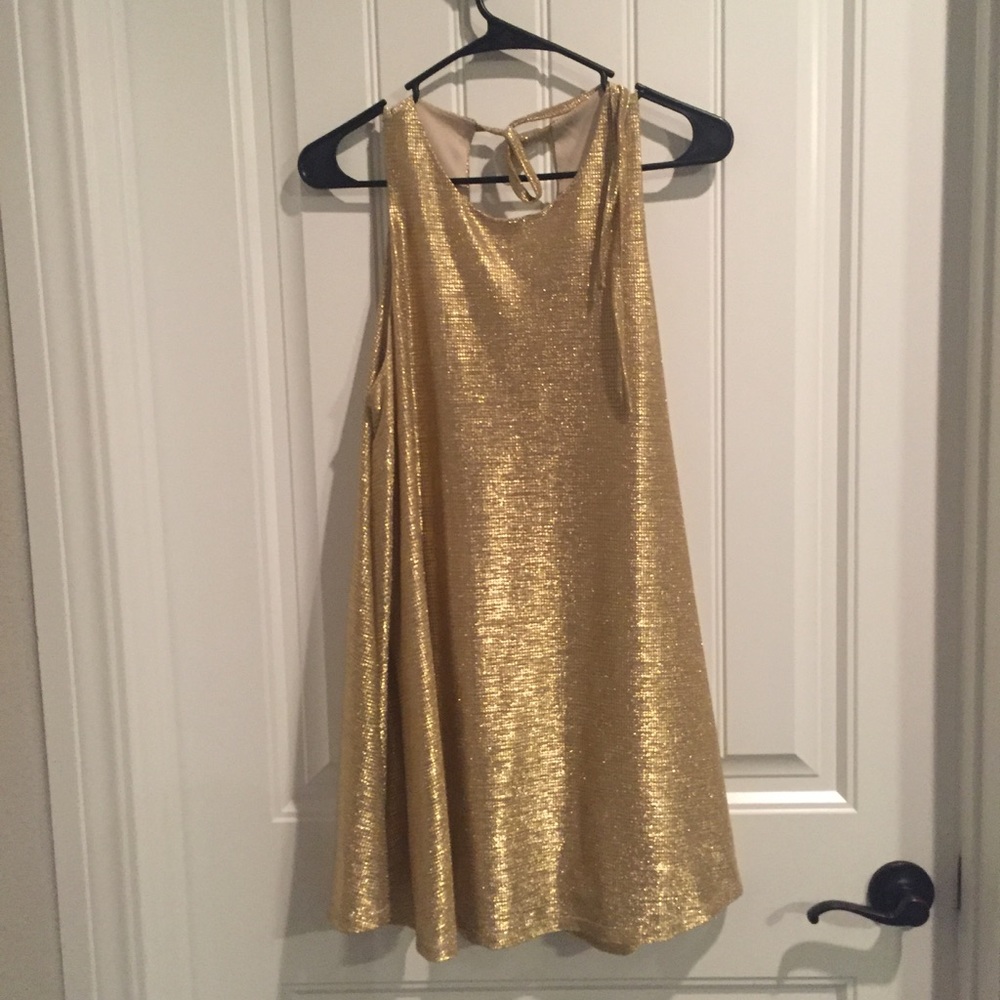 Shimmery gold shift dress