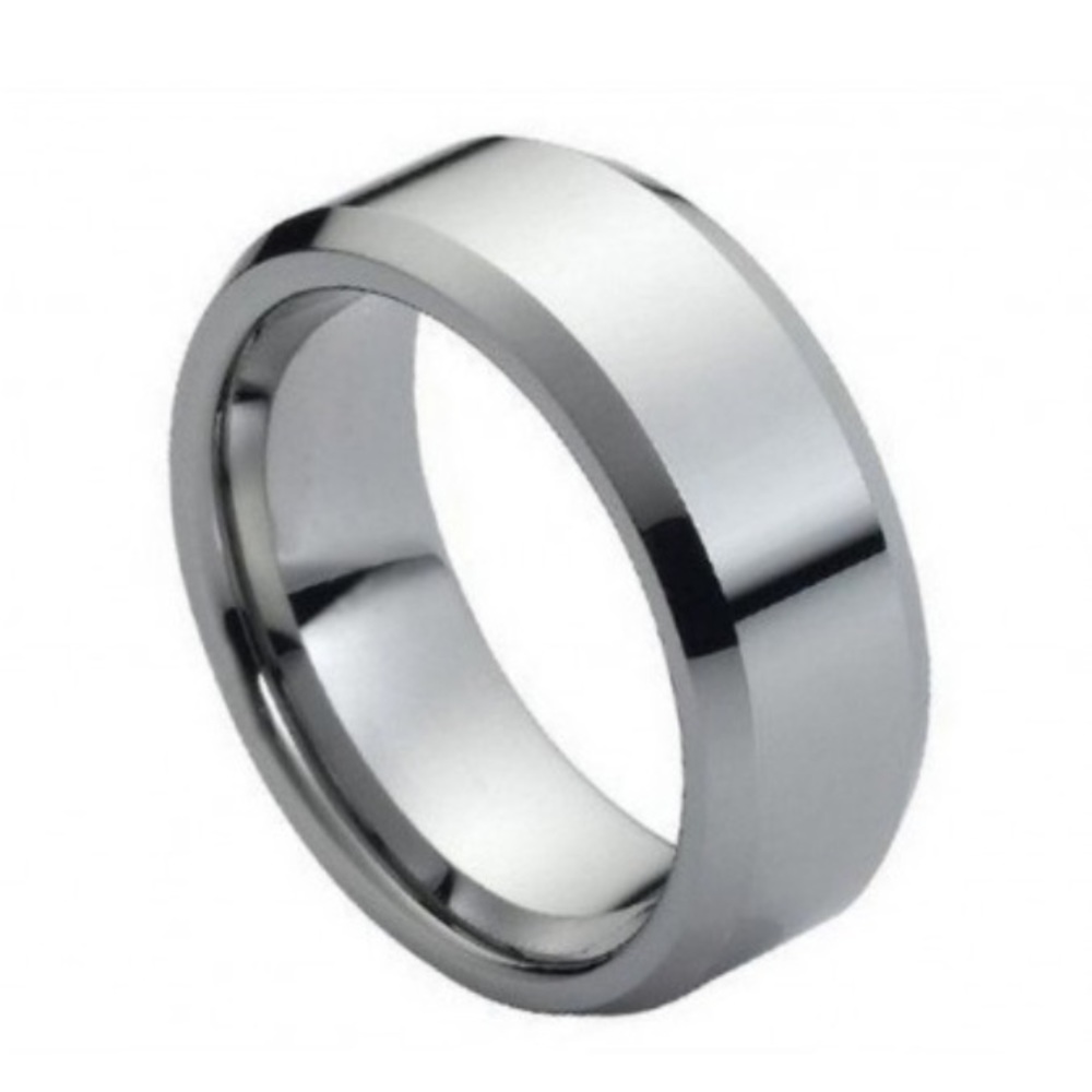 Flat tungsten silver band