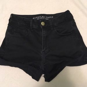 American Eagle hi-rise shortie black shorts size 4