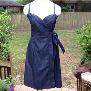 7 for all mankind dark denim wrap dress.