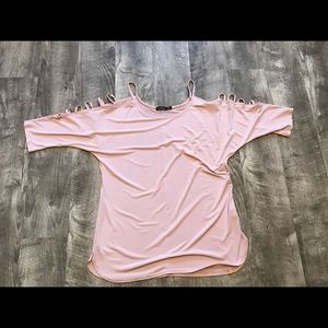 pink Boohoo strapy arm tee