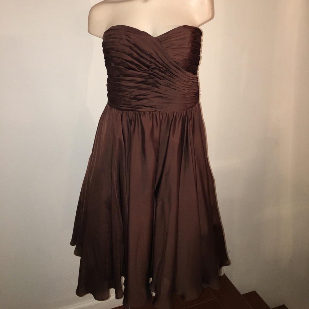 Beautiful brown strapless formal dress