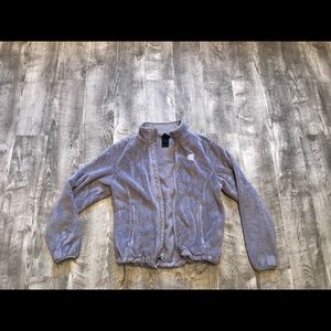 women's, fuzzy, grey, north face zip up