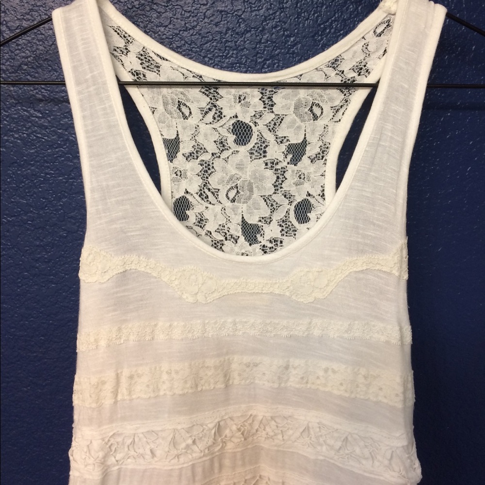 Off white tank with lace