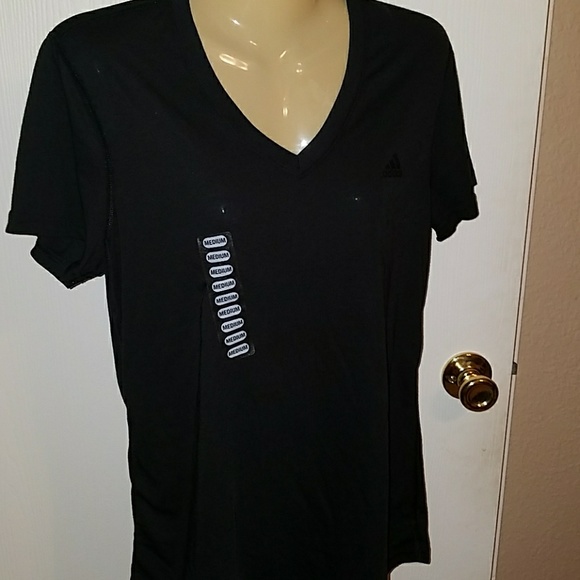 NEW Woman's Adidas black V neck tee - Picture 3 of 3