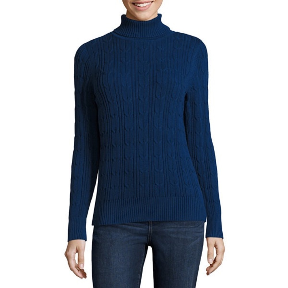 St. John's Bay Turtleneck Cable Sweater NWT