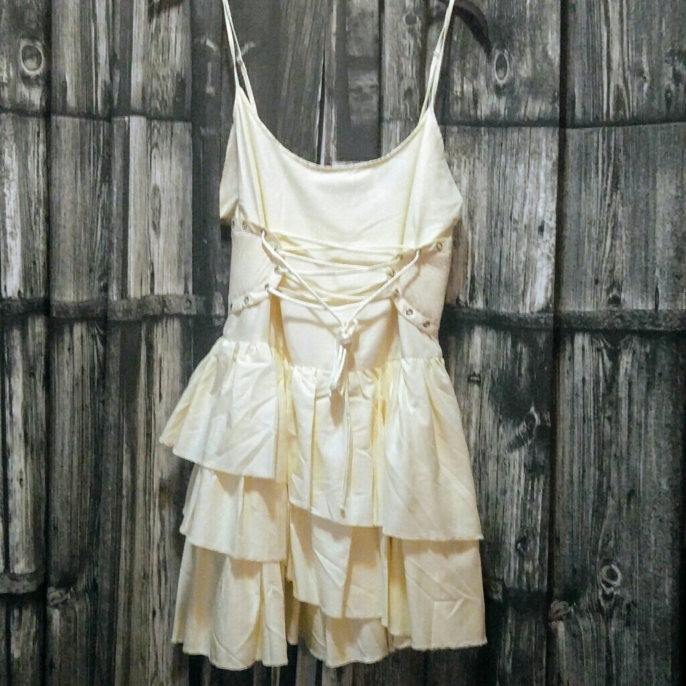 Heavy Red ivory ruffle corset dress