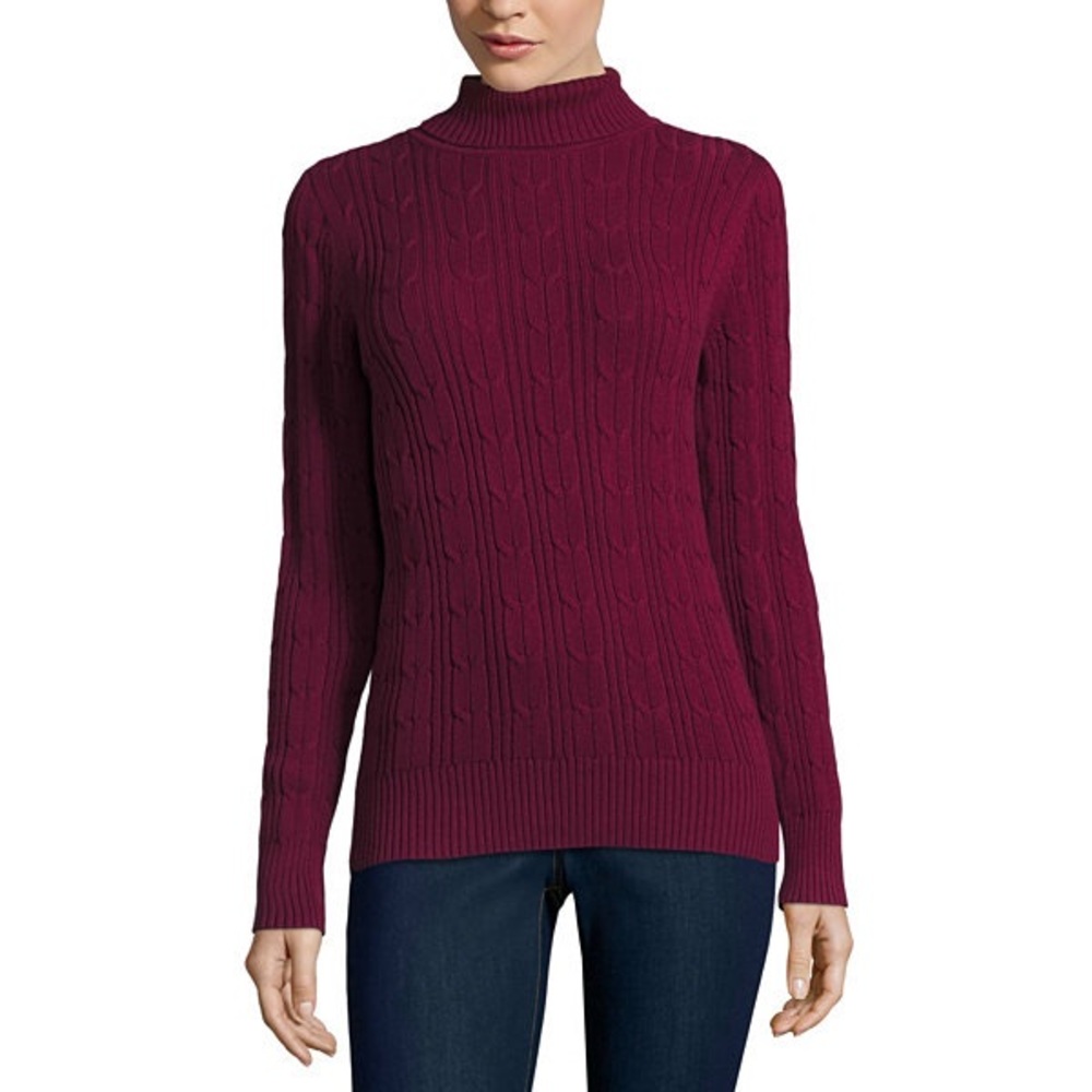 St. John's Bay Turtleneck Cable Sweater NWT