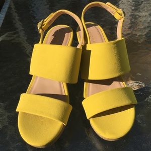 Golden yellow chunk heels