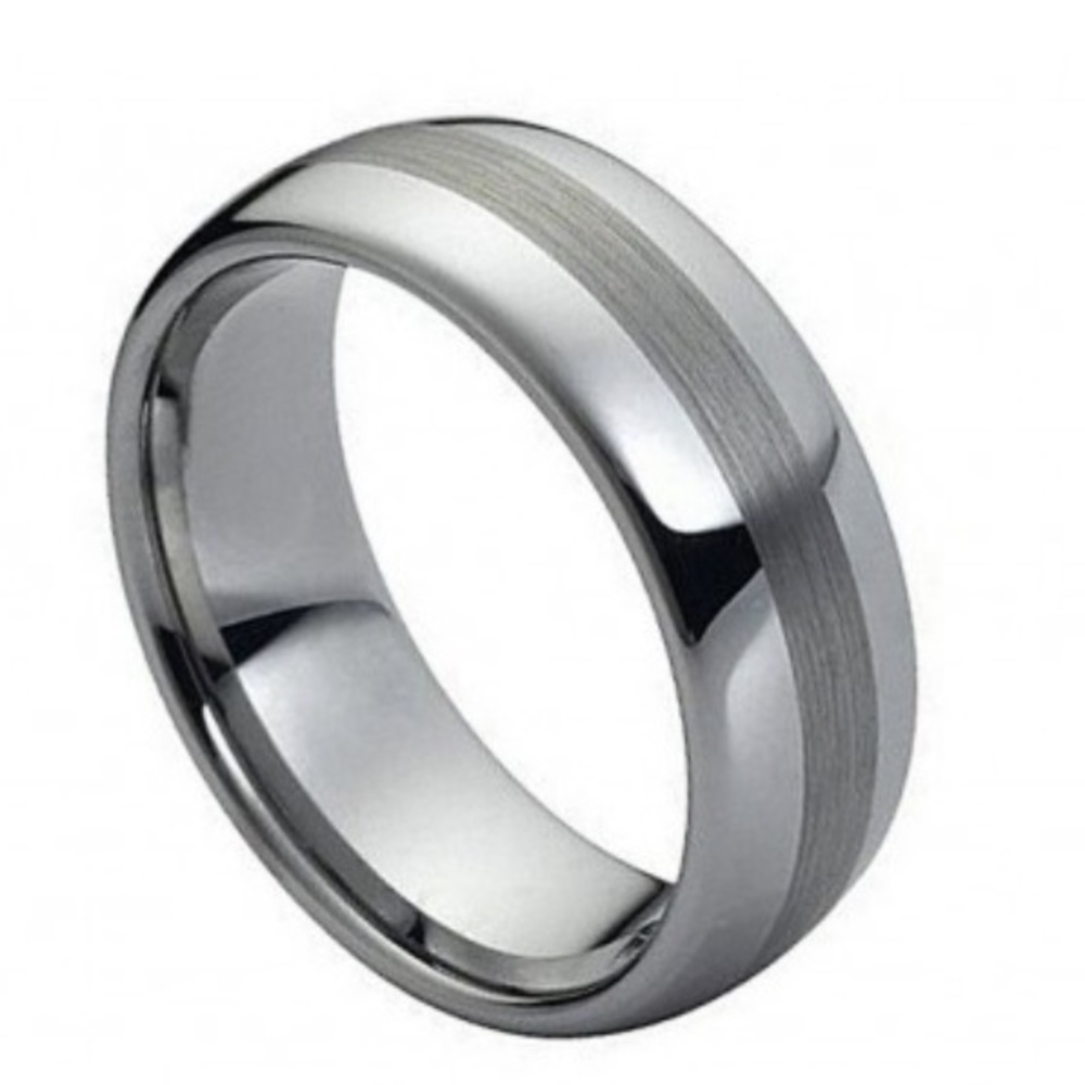 Polished Shiny with Brushed Center 8mm ring