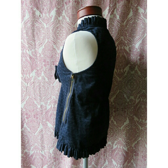 Marc by Marc Jacobs Navy Sleeveless Ruffle Top 6 - Picture 2 of 7