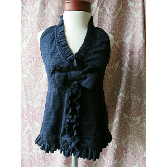 Marc by Marc Jacobs Navy Sleeveless Ruffle Top 6 - Picture 4 of 7