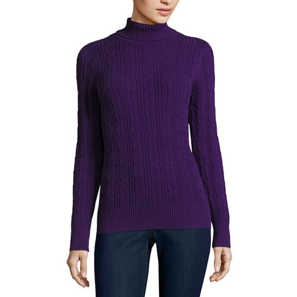 St. John's Bay Turtleneck Cable Sweater NWT