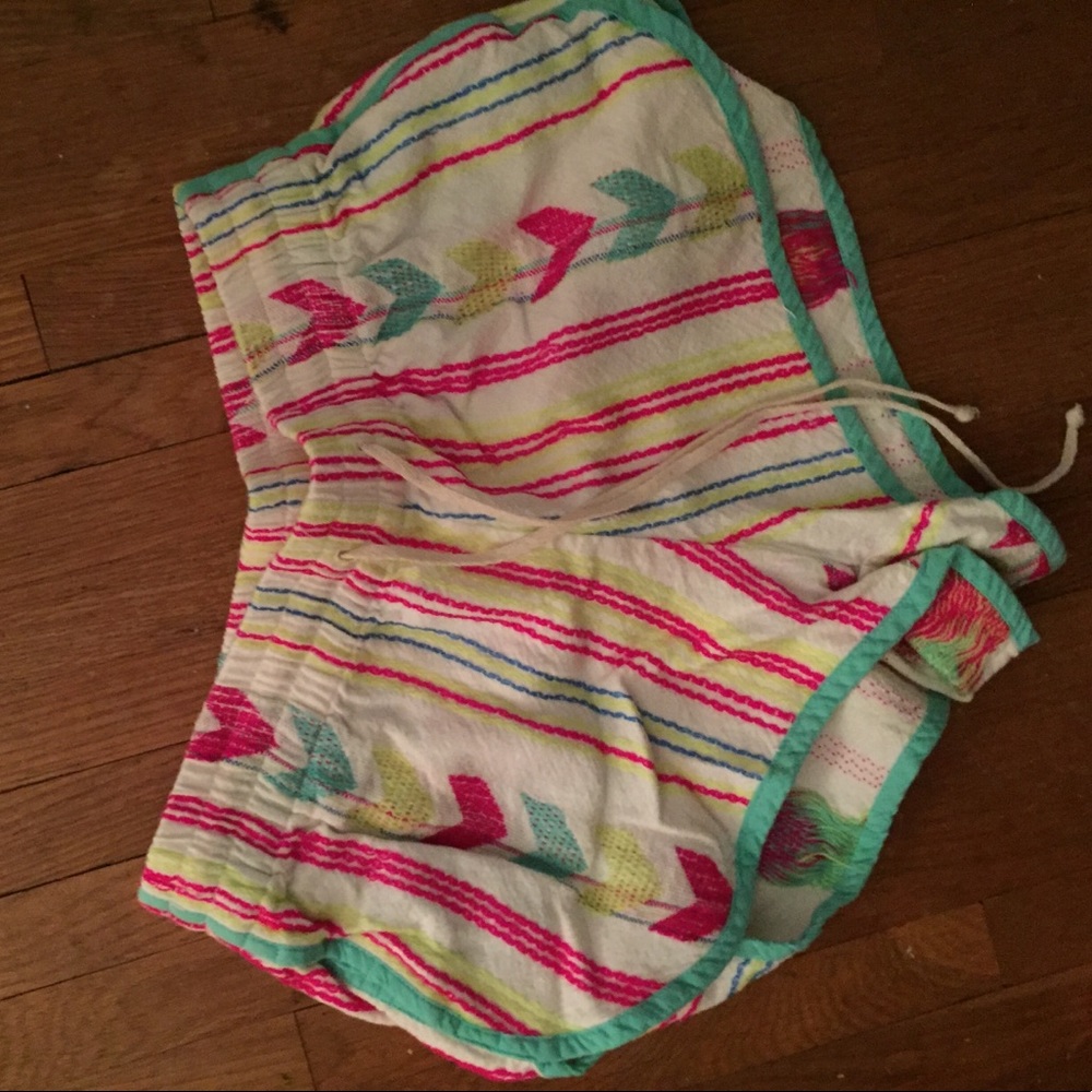 Multi colored linen blend shorts